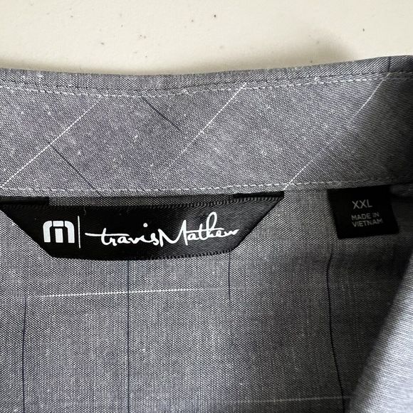 Travis Mathew Mens Gray Check Short Sleeve Button Up Shirt XXL - Picture 4 of 5